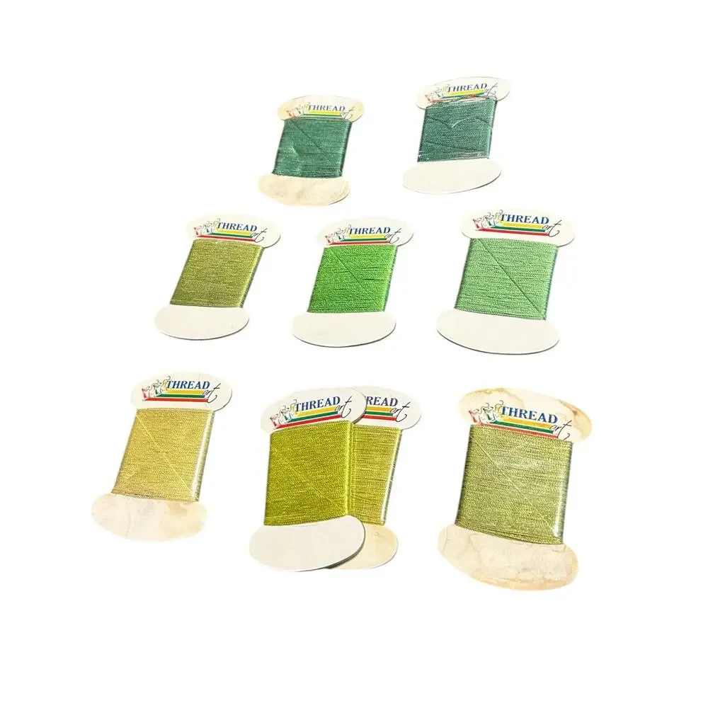 VTG Lot 9 Thread Art 100% Silk Embroidery Thread 20M Assorted Green Shades New